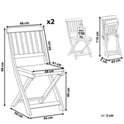 Beliani Set Of 2 Garden Chairs With Cushions Cento Acacia Wood Brown - thumbnail 3