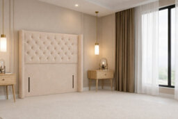 "Nexus Windsor Plush Divan, Pebble, 54"" Winged Hb, No Drawers, Open Coil Mattress, Single" - thumbnail 6