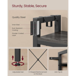 Hall Tree Bench, Entryway Organizer, Coat Rack Shoe Storage, Multi Hook Stand, Large Size, Stone Grey And Ink Black - thumbnail 7