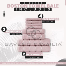 Gc Gaveno Cavailia 8 Piece Bostonian Oasis Towel Bale Set Blush Pink Quick Dry And Super Obsorbent Towel - thumbnail 3