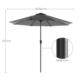 LEDREM 2.7M 3M Parasol Umbrella, Uv50+, Sun Shade, With Tilt And Crank Gardens - thumbnail 6