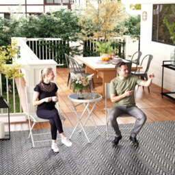 Outsunny 3 Pieces Outdoor Bistro Set, Glass Top Table And Chairs, White - thumbnail 8
