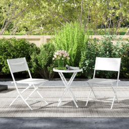 Outsunny 3 Pieces Outdoor Bistro Set, Glass Top Table And Chairs, White - thumbnail 9