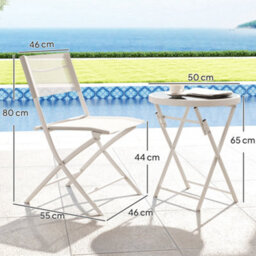 Outsunny 3 Pieces Outdoor Bistro Set, Glass Top Table And Chairs, White - thumbnail 3