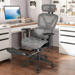 Gainoom Mesh Grey Office Chair Adjustable Swivel Executive Computer Desk Chair - thumbnail 3