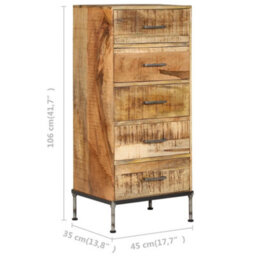 Berkfield Chest Of Drawers 45X35X106 Cm Solid Mango Wood - thumbnail 8