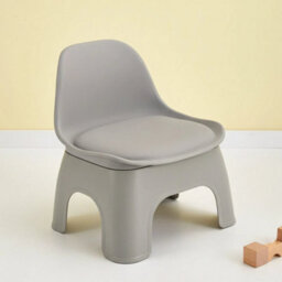 Grey Thickened Plastic Round Stool With Backrest Portable Low Stool Modern Design - thumbnail 3