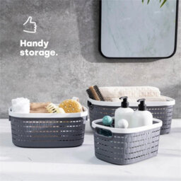 Small Plastic Storage Basket, Kitchen And Bathroom Home Organiser - Set Of 3 - thumbnail 2