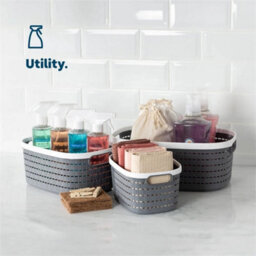 Small Plastic Storage Basket, Kitchen And Bathroom Home Organiser - Set Of 3 - thumbnail 6