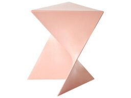 Wyld And Coco Nova Pastel Pink Triangular Side Table, Compact Geometric Accent Table, Gloss Finish - thumbnail 1