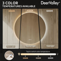 Deervalley Hardwired Round Led Bathroom Mirror 800mm,bluetooth Speaker & Anti-Fog,dimmable 3-Colour Lights, Shatterproof Glass - thumbnail 7