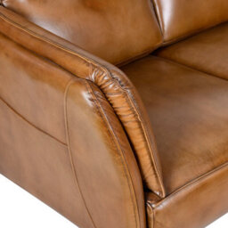 Real Genuine Leather 2 Seater Sofa Brown Tan Small Compact 95Cm High X 136Cm Wide X 86Cm Deep Seat Height 48Cm - thumbnail 4