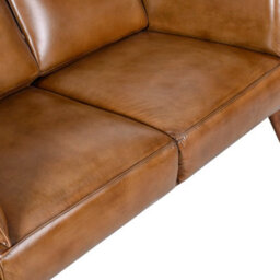 Real Genuine Leather 2 Seater Sofa Brown Tan Small Compact 95Cm High X 136Cm Wide X 86Cm Deep Seat Height 48Cm - thumbnail 6