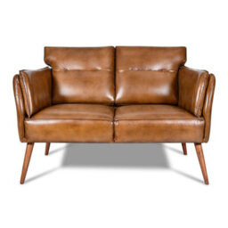 Real Genuine Leather 2 Seater Sofa Brown Tan Small Compact 95Cm High X 136Cm Wide X 86Cm Deep Seat Height 48Cm - thumbnail 2