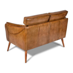 Real Genuine Leather 2 Seater Sofa Brown Tan Small Compact 95Cm High X 136Cm Wide X 86Cm Deep Seat Height 48Cm - thumbnail 3