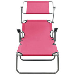 Berkfield Sun Lounger With Canopy Steel Pink - thumbnail 2