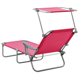 Berkfield Sun Lounger With Canopy Steel Pink - thumbnail 3