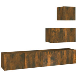 Berkfield 4 Piece Tv Cabinet Set Smoked Oak Engineered Wood - thumbnail 2
