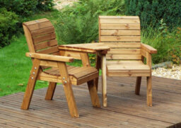 Charles Taylor Wooden Companion Angled Garden 2 Seat Chair & Cover Green Cushion - thumbnail 4