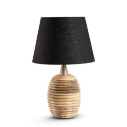 Large Natural Wooden Table Lamp With Fabric Shade For Living Room Or Bedroom 64X40X40Cm
