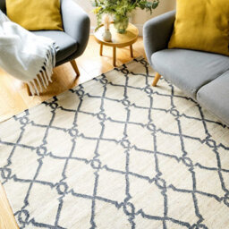 Loomed Modern Cream Trellis Geometric Jute Area Rug 80X150Cm - thumbnail 2