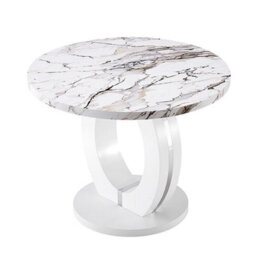 Furniture in Fashion Halo High Gloss Dining Table Round In White Milo Marble Effect - thumbnail 8