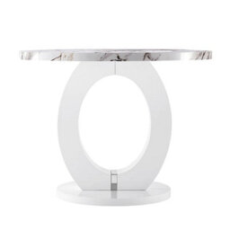 Furniture in Fashion Halo High Gloss Dining Table Round In White Milo Marble Effect - thumbnail 6