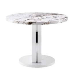 Furniture in Fashion Halo High Gloss Dining Table Round In White Milo Marble Effect - thumbnail 7