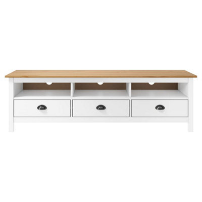 Berkfield Elegant Tv Cabinet Hill Range White 158X40X47 Cm Solid Pine Wood - image 1