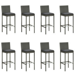 Berkfield 9 Piece Garden Bar Set With Cushions Poly Rattan Grey - thumbnail 2