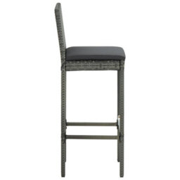 Berkfield 9 Piece Garden Bar Set With Cushions Poly Rattan Grey - thumbnail 5