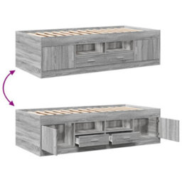 Berkfield Daybed With Drawers Without Mattress Grey Sonoma 90X200 Cm - thumbnail 7