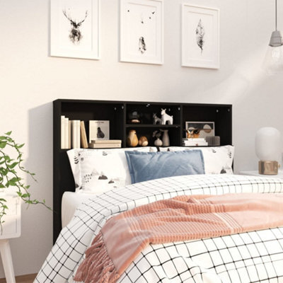 Vidaxl Headboard Cabinet Black 120X19X103.5 Cm Headboard Cabinets - image 1