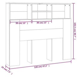Vidaxl Headboard Cabinet Black 120X19X103.5 Cm Headboard Cabinets - thumbnail 3