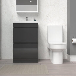 Nes Home 500mm Anthracite 2 Drawers Basin Vanity  & Rimless Close Couple Toilet - thumbnail 2