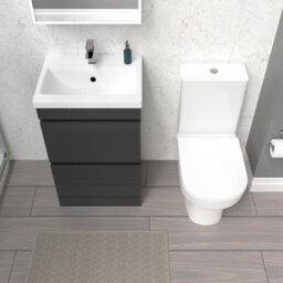 Nes Home 500mm Anthracite 2 Drawers Basin Vanity  & Rimless Close Couple Toilet - thumbnail 3