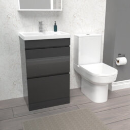 Nes Home 500mm Anthracite 2 Drawers Basin Vanity  & Rimless Close Couple Toilet - thumbnail 5