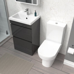 Nes Home 500mm Anthracite 2 Drawers Basin Vanity  & Rimless Close Couple Toilet - thumbnail 4