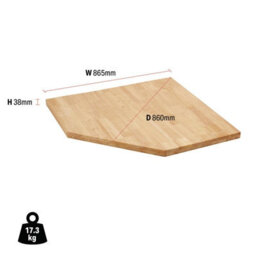 Draper Bunker Hardwood Worktop For 865mm Corner Storage Cabinet - thumbnail 2
