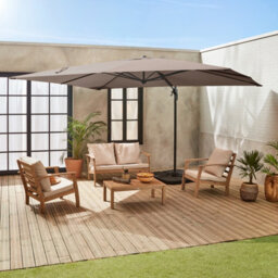 Sweeek - 3X4M Rectangular Cantilever Parasol Antibes 3X4 Beige-Brown - thumbnail 6