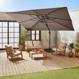 Sweeek - 3X4M Rectangular Cantilever Parasol Antibes 3X4 Beige-Brown - thumbnail 7