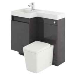 Plum&clay Solstice Gloss Dark Grey Left Hand Bathroom Vanity Basin & Wc Unit Combination (W)900mm (H)890mm - thumbnail 1