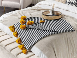 Beliani Blanket Sunwal Fabric 130 X 170 Cm Black/ White - thumbnail 2