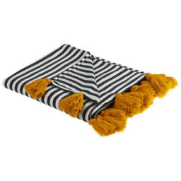 Beliani Blanket Sunwal Fabric 130 X 170 Cm Black/ White