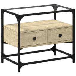 Berkfield Tv Cabinet With Glass Top Sonoma Oak 60X35X51 Cm Engineered Wood - thumbnail 2