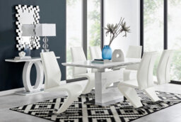 Furniturebox Uk Arezzo Large Extending Dining Table And 6 White Willow Chairs - thumbnail 1