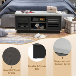 Costway Wooden Shoe Bench Shoe Storage Cabinet Organizer Stool W/ 3 Adjustable Shelves - thumbnail 9