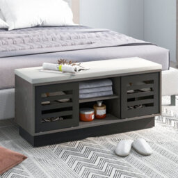 Costway Wooden Shoe Bench Shoe Storage Cabinet Organizer Stool W/ 3 Adjustable Shelves - thumbnail 4