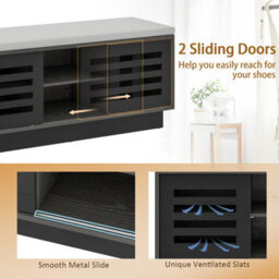Costway Wooden Shoe Bench Shoe Storage Cabinet Organizer Stool W/ 3 Adjustable Shelves - thumbnail 7