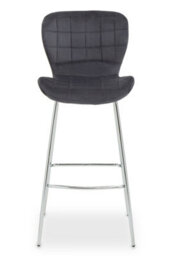 Orsina Grey Velvet Bar Chair, Quilted Padded Seat With Chrome Legs & Footrest, Contemporary Upholstered Stool - thumbnail 1